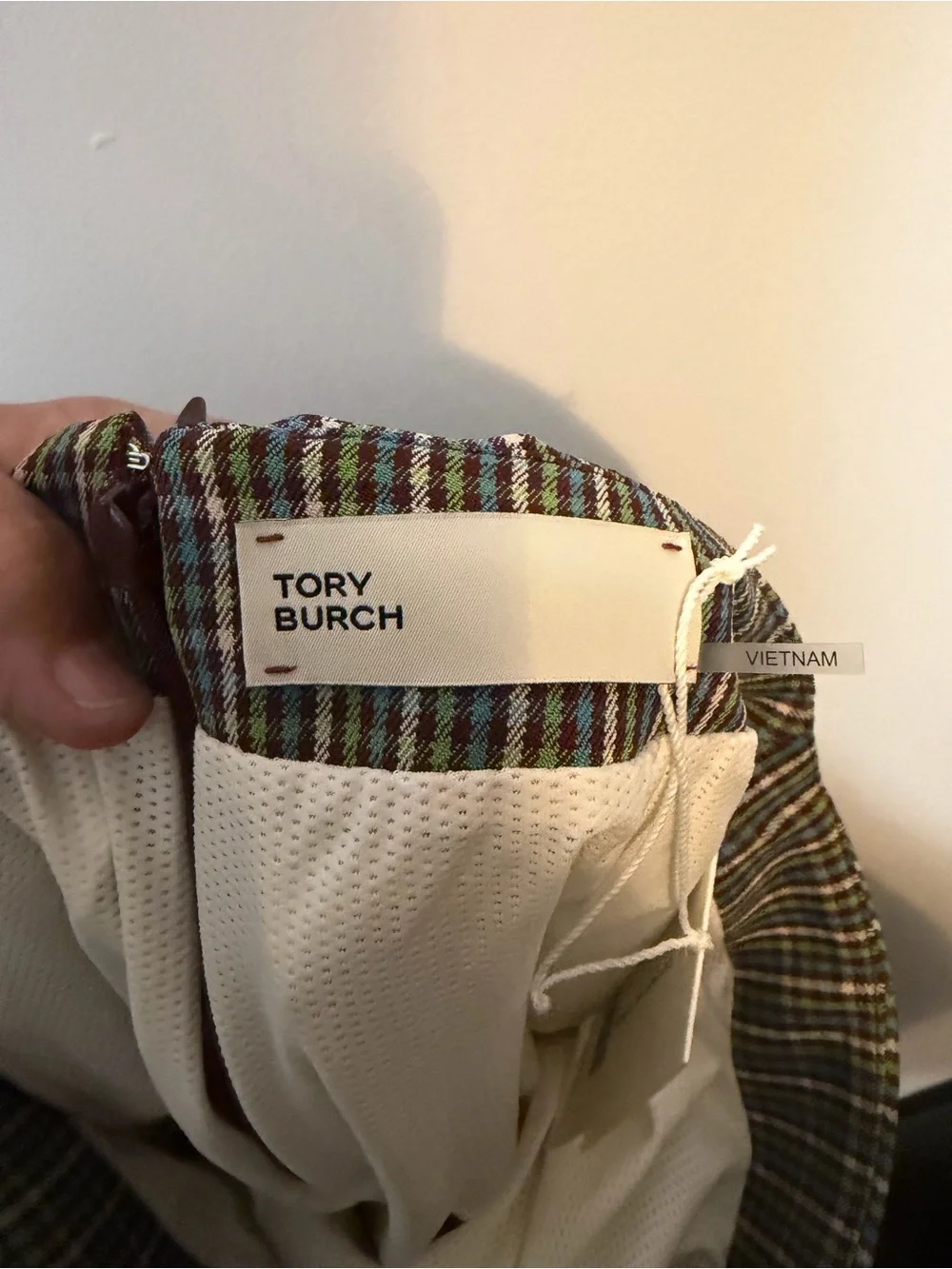 Tory Burch NWT‎ Pleated-Front Twill Golf Skirt  Winetasting Pin Check Size 2